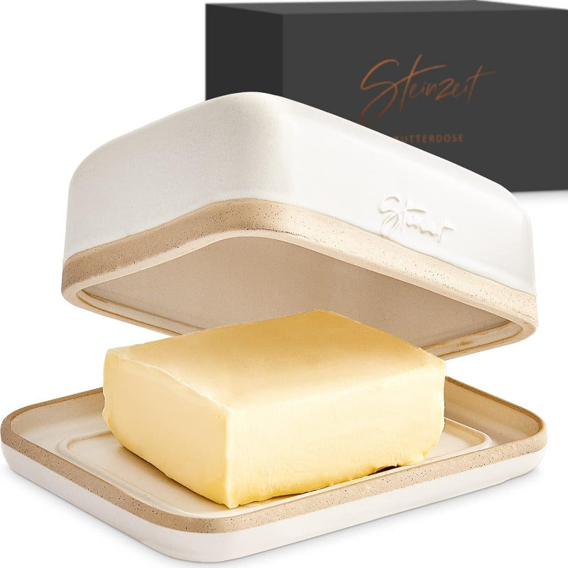 STEINZEIT Design Ceramic Butter Dish | 250g Butter Bell with Lid – Dishwasher Safe, Stylish Butter Keeper for Standard Butter Packs