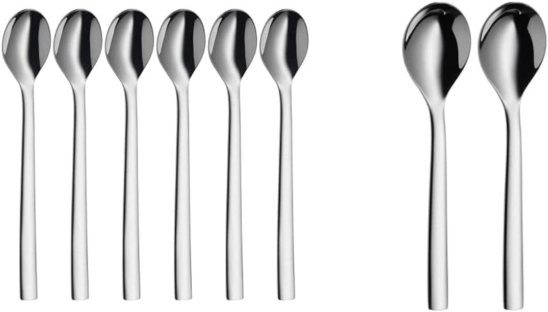 WMF Nuova Latte Macchiato Löffel Set 6-Teilig, Lange Löffel 19 Cm, Joghurtlöffel, Cromargan Edelstahl Poliert, Spülmaschinengeeignet