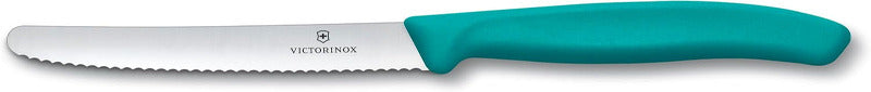 VICTORINOX Swiss Classic Bread & Breakfast Knife Set – 6-Piece | 11cm Serrated Blade | Stainless Steel | Blue & Green Handles
