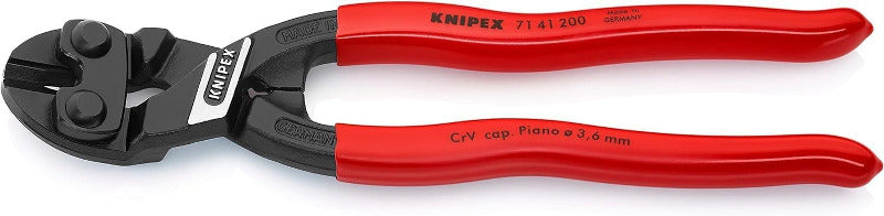 KNIPEX Cobolt Compact Bolt Cutter 200mm – Slim Multi-Component Grips, Black Atramentized | 71 02 200