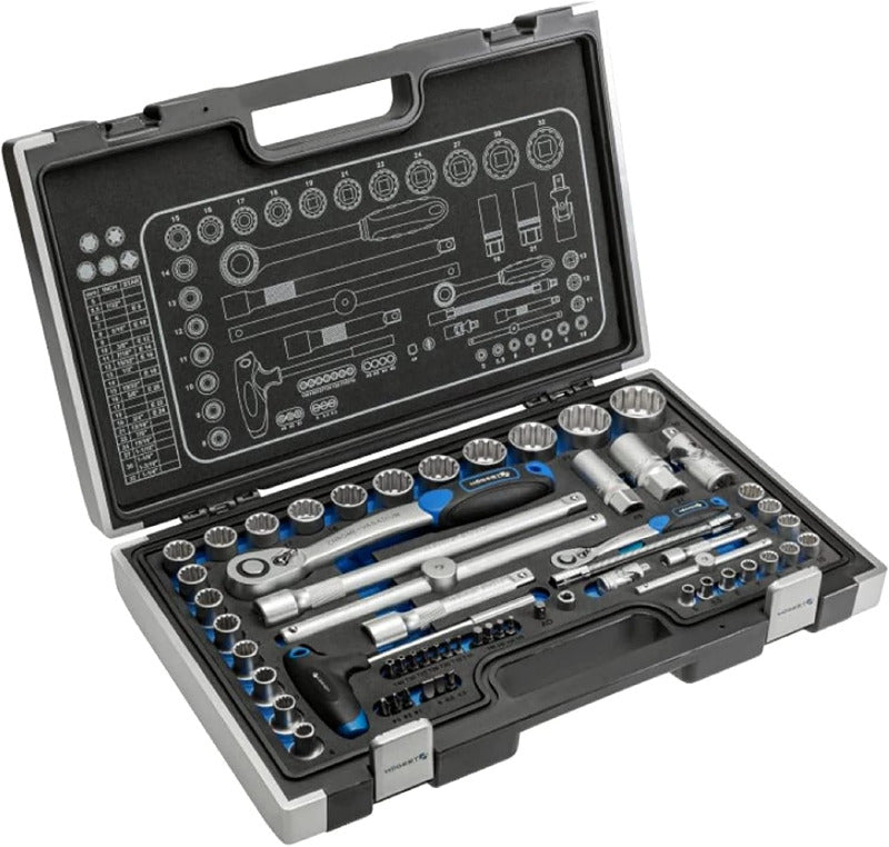 Högert Technik - Werkzeugset I Steckschlüssel, Bits Und Ausstattung 1/4” I Legiertem Chrom-Vanadium-Stahl I Gesenkgeschmiedet I Ratschenmechanik Mit 72 Sperrklinken I Ht1R462-38-Tlg