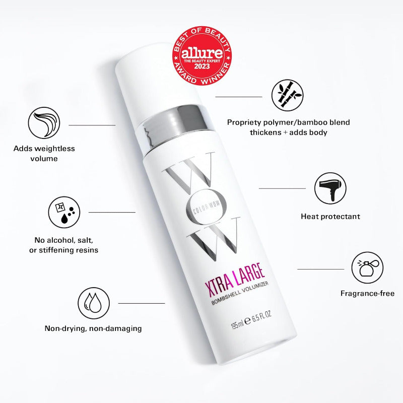 Color Wow Schaumfestiger Volumen Xtra Large, Haarfestiger Schaum Feines Haar, Haarstyling Mit Hitzeschutz Für Volles & Gesundes Haar, Volume Lift Haarschaum Feines Haar,195Ml