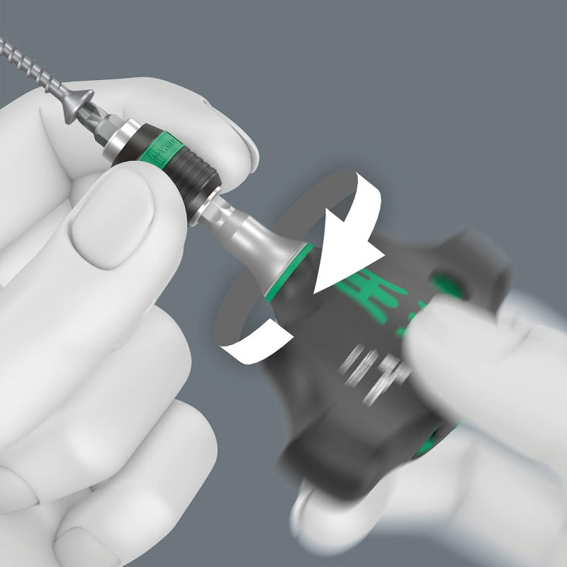 Wera 416 RA T-Handle Ratchet Bit Holder with Rapidaptor, 1/4", 45mm – Black/Green